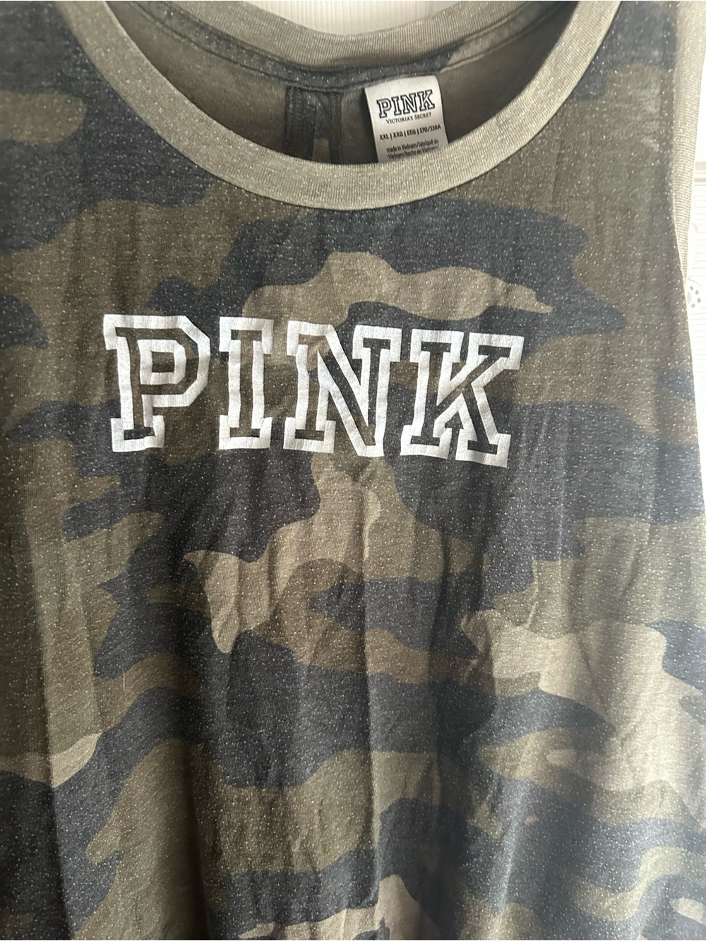 PINK Victoria's Secret Olive and Black Camo Tank